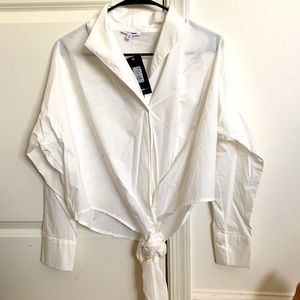 Forever 21 White Tie Front Dress Shirt